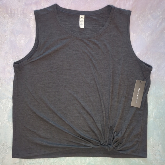 Yogalicious Lux Sleeveless Top With Side Knot. Black, Size XXL - Picture 9 of 13